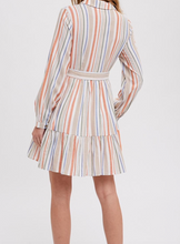 Load image into Gallery viewer, Rust, Blue, Tan Stripe Dress