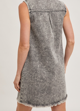 Load image into Gallery viewer, Washed Black Denim Shirt Fray Dress