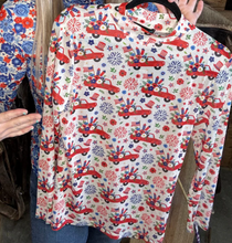 Load image into Gallery viewer, Red, White, & Blue Freedom & Fireworks Mesh Long Sleeve Top