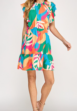 Load image into Gallery viewer, Tropical Ruffle Dress