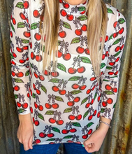 Load image into Gallery viewer, Cherry w/ B+W Checker Bow Long Sleeve Mesh Top