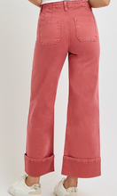Load image into Gallery viewer, Brick Wide-Leg Cuff Jeans