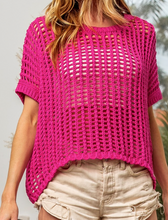 Load image into Gallery viewer, Fuchsia Net Crochet Top