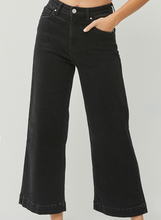 Load image into Gallery viewer, Black High Rise Ankle Wide-Leg Jeans