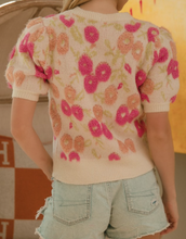 Load image into Gallery viewer, Cream Floral Pattern Sweater w/ Puff Sleeves