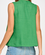 Load image into Gallery viewer, Green Sleeveless Front Tie Top