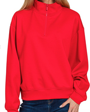 Load image into Gallery viewer, Red Half-Zip Pullover w/ B&W Checker Kansas City Heart