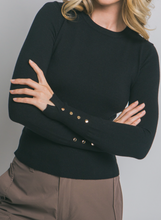 Load image into Gallery viewer, Black Lightweight Sweater w/ Detailed Cuff