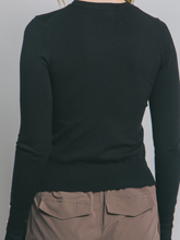 Load image into Gallery viewer, Black Lightweight Sweater w/ Detailed Cuff