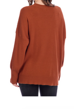 Load image into Gallery viewer, Rust OverSized Sweater w/ Side Button Detail