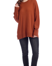 Load image into Gallery viewer, Rust OverSized Sweater w/ Side Button Detail
