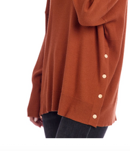 Load image into Gallery viewer, Rust OverSized Sweater w/ Side Button Detail