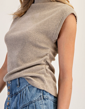 Load image into Gallery viewer, Coco Ribbed Top w/ Mock Neck & Cap Sleeves