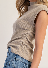 Load image into Gallery viewer, Coco Ribbed Top w/ Mock Neck & Cap Sleeves
