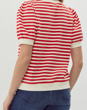 Load image into Gallery viewer, Red & Cream Stripe Top w/ Puff Sleeve