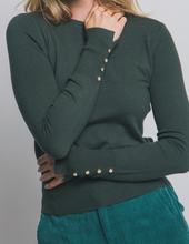 Load image into Gallery viewer, Hunter Green Lightweight Sweater w/ Detailed Cuff