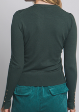 Load image into Gallery viewer, Hunter Green Lightweight Sweater w/ Detailed Cuff