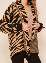 Load image into Gallery viewer, Tiger Animal Print Frayed Cardigan