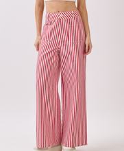 Load image into Gallery viewer, Red & White Stripe Wide-Leg Pants