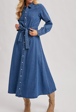 Load image into Gallery viewer, Denim A-Line Maxi Dress