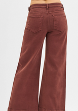 Load image into Gallery viewer, Chocolate Brown High-Rise Long Crop Wide-Leg Jeans