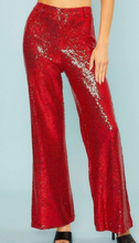 Load image into Gallery viewer, Red Sequin Flare Pants