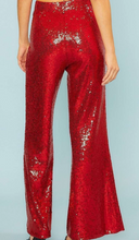 Load image into Gallery viewer, Red Sequin Flare Pants