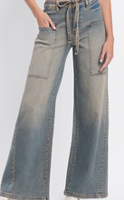 Load image into Gallery viewer, High Rise Baggy Wide Leg Jeans w/ Elastic Tie Waistband