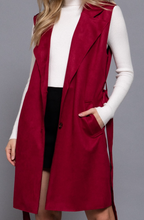 Load image into Gallery viewer, Burgundy Faux Suede Long Vest