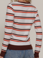 Load image into Gallery viewer, Brown & Rust Stripe Round Neck Sweater
