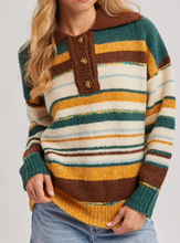 Load image into Gallery viewer, Polo-Style Stripe Sweater