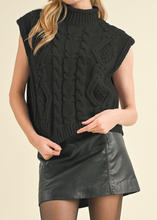 Load image into Gallery viewer, Black Sleeveless Cable Knit Sweater