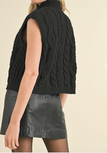 Load image into Gallery viewer, Black Sleeveless Cable Knit Sweater