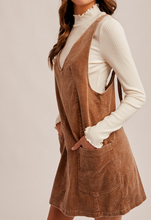 Load image into Gallery viewer, Taupe SNow Wash Corduroy Overall Dress
