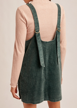 Load image into Gallery viewer, Hunter Green Snow Wash Corduroy Overall Dress