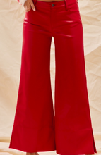 Load image into Gallery viewer, Red Wide-Leg Stretch Faux Leather Pants