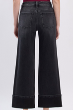 Load image into Gallery viewer, Black Wide-Leg Cuffed Jeans