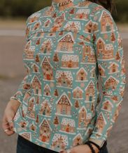 Load image into Gallery viewer, Gingerbread House Mesh Long Sleeve Top
