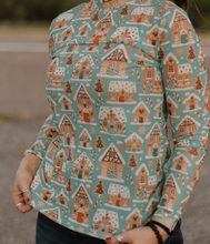 Load image into Gallery viewer, Gingerbread House Mesh Long Sleeve Top
