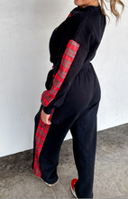 Load image into Gallery viewer, Black "Merry" Plaid Sweat Set