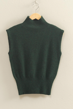 Load image into Gallery viewer, Forest Green Sleeveless Mock Neck Sleeveless Sweater