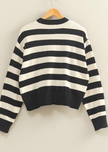 Load image into Gallery viewer, Black & Cream Stripe Sweater
