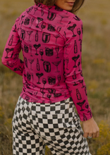 Load image into Gallery viewer, Hot Pink "Buy You a Drink" Mesh Long Sleeve Top