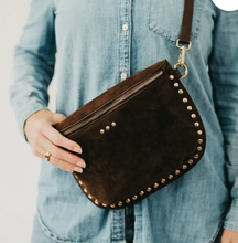 Load image into Gallery viewer, Vegan Suede Studded Bum Bag