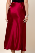 Load image into Gallery viewer, Red Satin Midi Skirt
