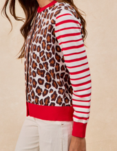 Load image into Gallery viewer, Animal Print w/ Red & White Stripe Cardigan