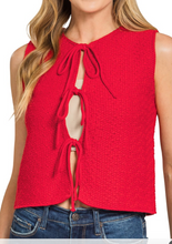 Load image into Gallery viewer, Red Sweater Vest w/ Front Ties