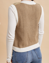 Load image into Gallery viewer, Light Olive Crochet Front Sweater Vest