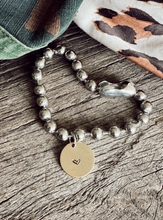 Load image into Gallery viewer, Stainless Steel & Brass Heart Coin Tag Bracelet