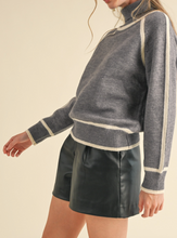 Load image into Gallery viewer, Gray Turtleneck Sweater w/ White Trim Detail